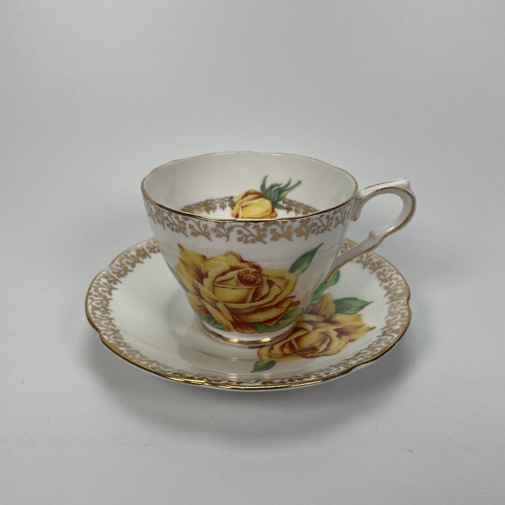 Vintage Golden Rose Bone Chine England Collingwoods 1796 Tea Cup & Saucer Set
